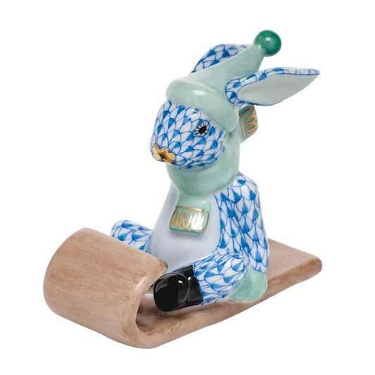 Herend Sledding Bunny Blue