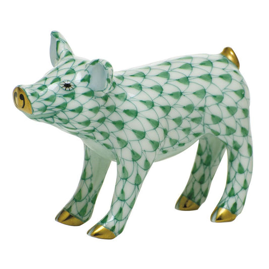 Herend Smiling Pig Green