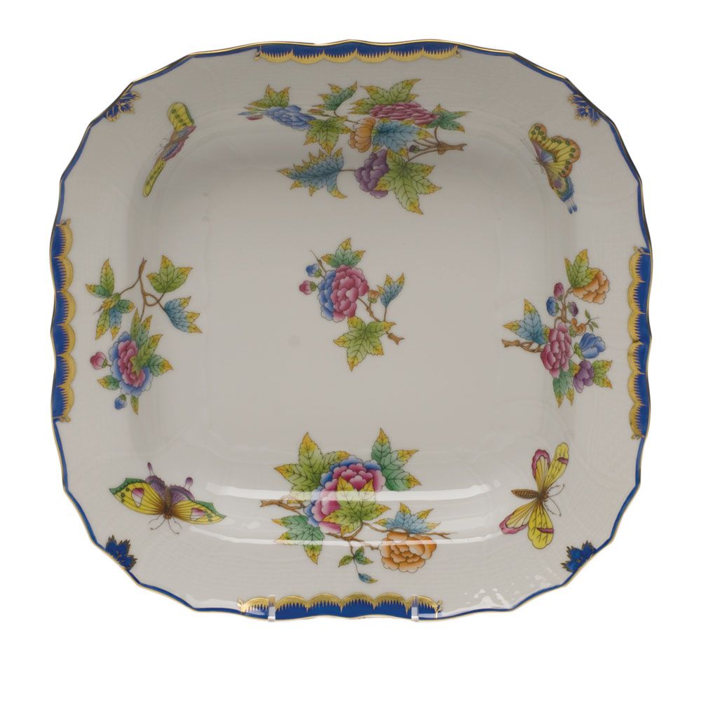 Herend Queen Victoria Blue Square Fruit Dish