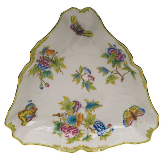 Herend Queen Victoria Green Triangle Dish