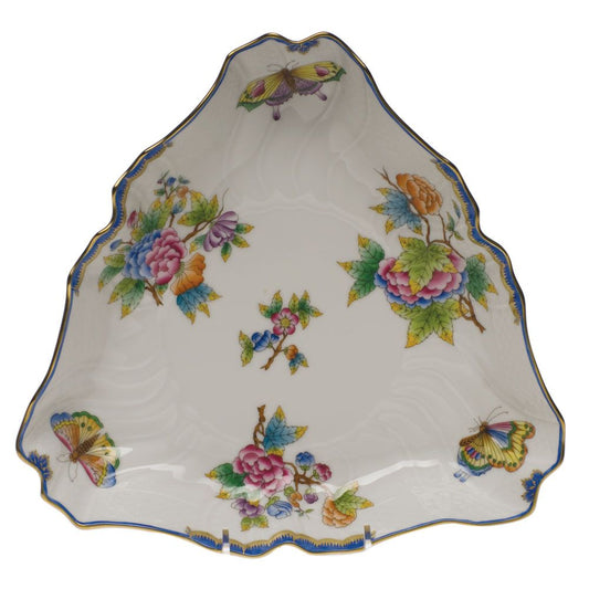 Herend Queen Victoria Blue Triangle Dish