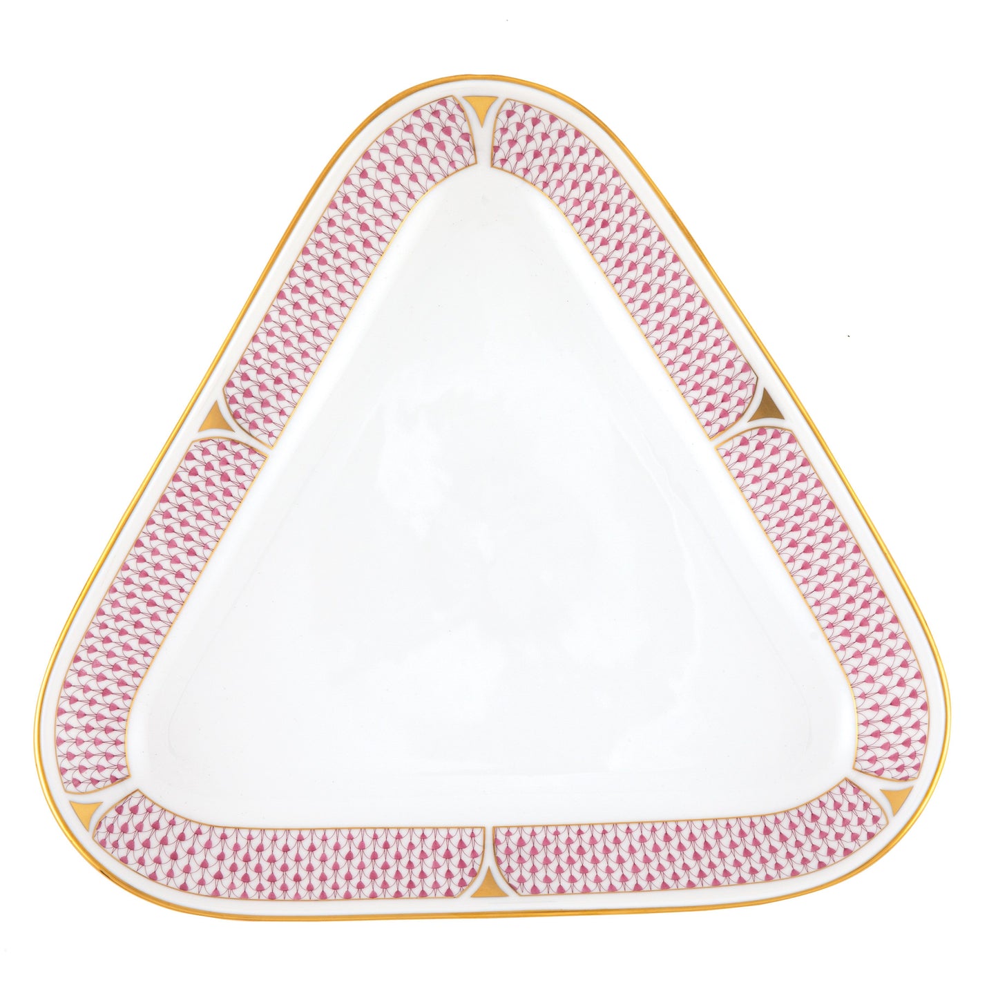 Herend Art Deco Raspberry Triangle Dish