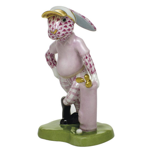 Herend Figurine Golf Bunny Raspberry