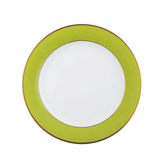 Pickard Ultra White ColorSheen Apple Green Gold Salad Plate