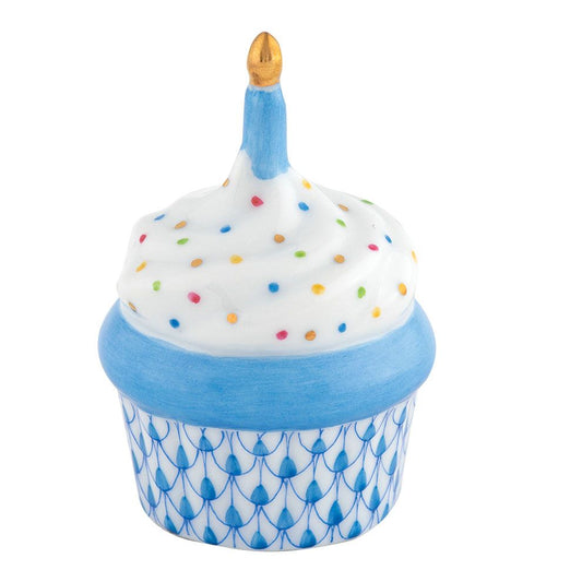 Herend Cupcake with Candle Blue