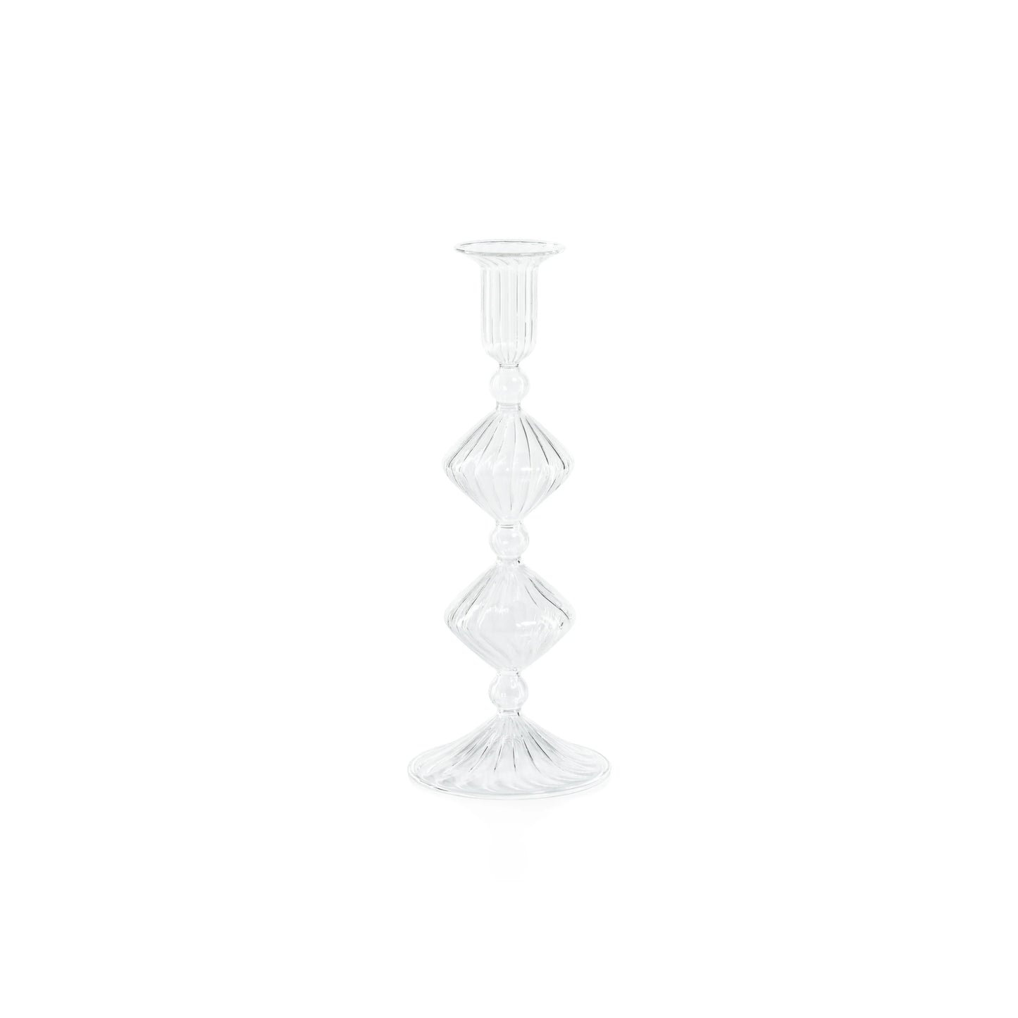 Candeliere Glass Taper Holder Clear - 10 inches