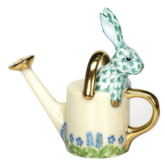 Herend Watering Can Bunny Green