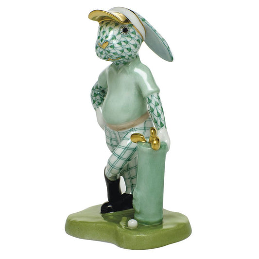 Herend Figurine Golf Bunny Green