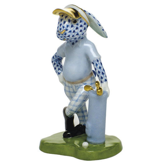 Herend Figurine Golf Bunny Sapphire