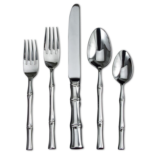 Stainless Steel Bamboo 5 piece place setting