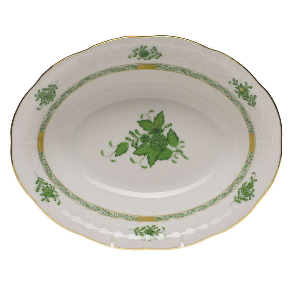 Herend Chinese Bouquet Green Oval Vegetable Bowl