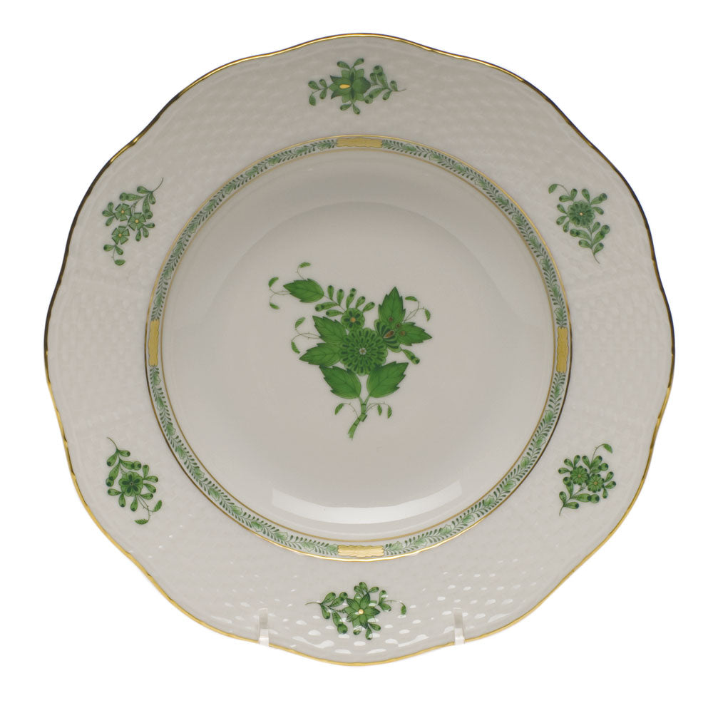 Herend Chinese Bouquet Green Rim Soup Plate