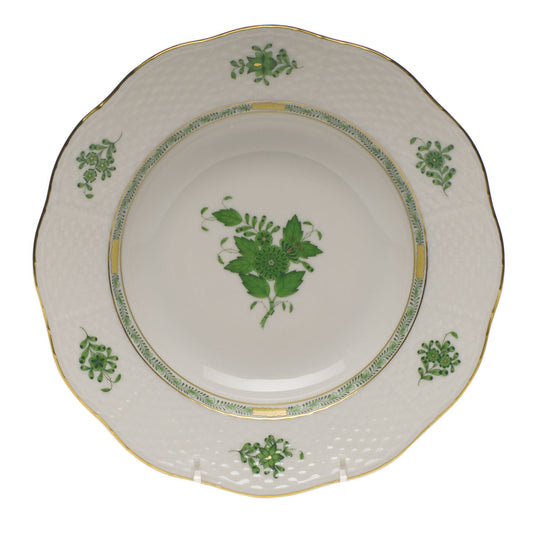 Herend Chinese Bouquet Green Rim Soup Plate