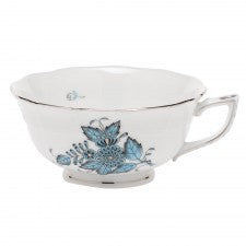 Herend Chinese Bouquet Turquoise & Platinum Tea Cup