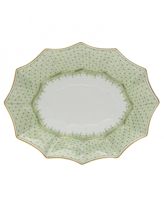 Mottahedeh Apple Green Lace Large Fluted Tray