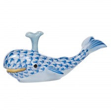 Herend Baby Whale with Spout Blue