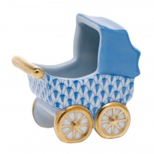 Herend Baby Carriage - Blue