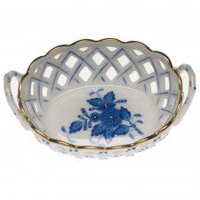 Herend small openwork basket with handles blue