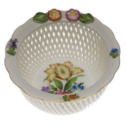 Herend openwork basket with flowers printemps