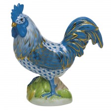 Herend proud rooster blue