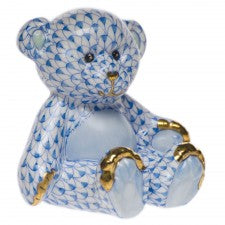 Herend small teddy bear blue