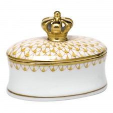 Herend Box with Crown - Butterscotch