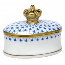 Herend Box with Crown - Blue