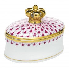 Herend Box with Crown - Raspberry