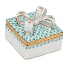 Herend Box with Bow Green