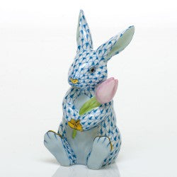Herend Figurine Blossom Bunny Blue