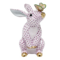 Herend Bunny with Butterfly - Pink