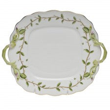 Herend rothschild garden square cake plate with handles