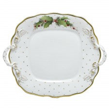 Herend winter shimmer square cake plate with handles