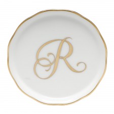 Herend China Coaster With Monogram R
