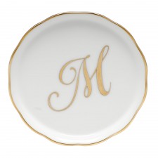 Herend China Coaster With Monogram "M" 4"D