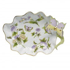 Herend large leaf dish with butterfly
