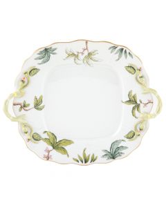 Herend Foret Garland Square Cake Plate With Handles