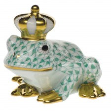 Herend Figurines Frog Prince Green