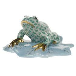 Herend frog on lily pad green