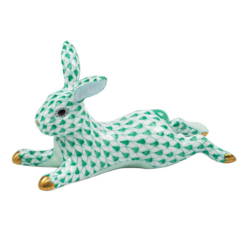 Herend Lounging Bunny Green