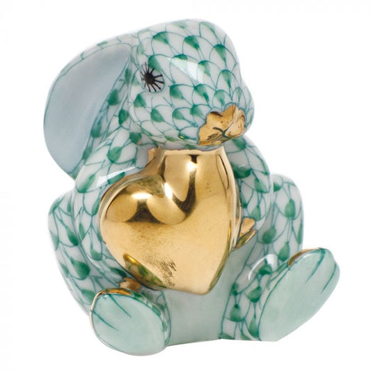 Herend Green Bunny with Heart