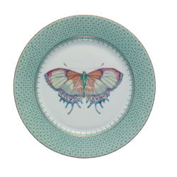 Mottahedeh Green Lace Dessert Plate With Butterfly