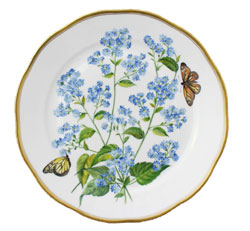 Herend China American Wildflowers Dinner Plate - Blue Wood Aster