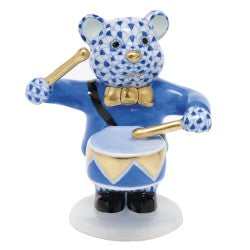 Herend Figurines Little Drummer Bear Blue