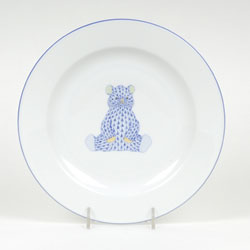 Herend Bear Baby Plate - Blue
