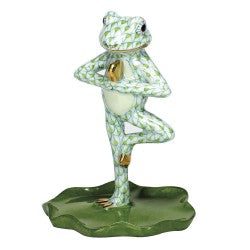 Herend Figurines Yoga Frog In Tree Pose