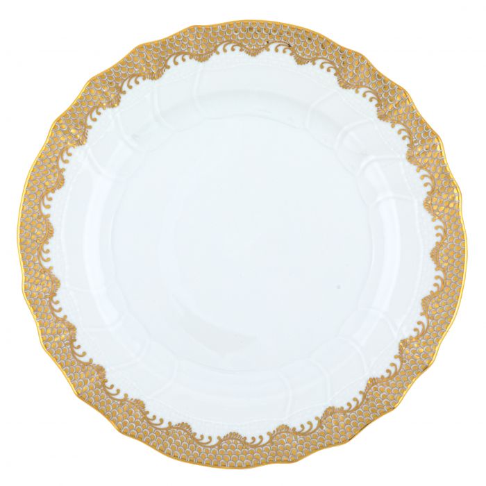 Herend Fish Scale Gold Dinner Plate