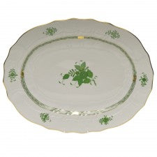 Herend Chinese Bouquet Green Large Platter with Handles