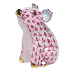Herend Figurine Little Pig Sitting Pink