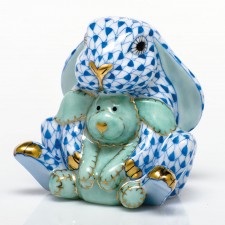 Herend Figurines Bunny & Lovey Blue